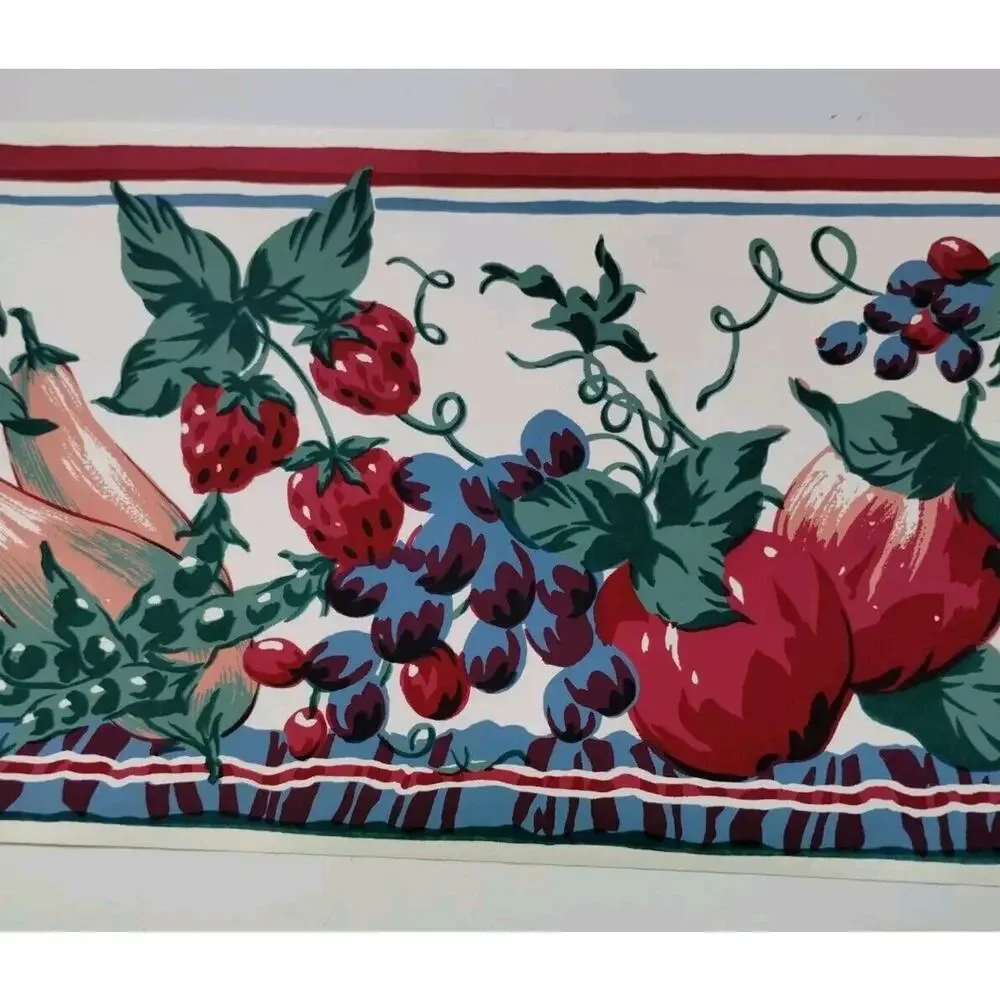 York Pre-pasted Decorative Border -5yds - Vegetables Fruits Floral